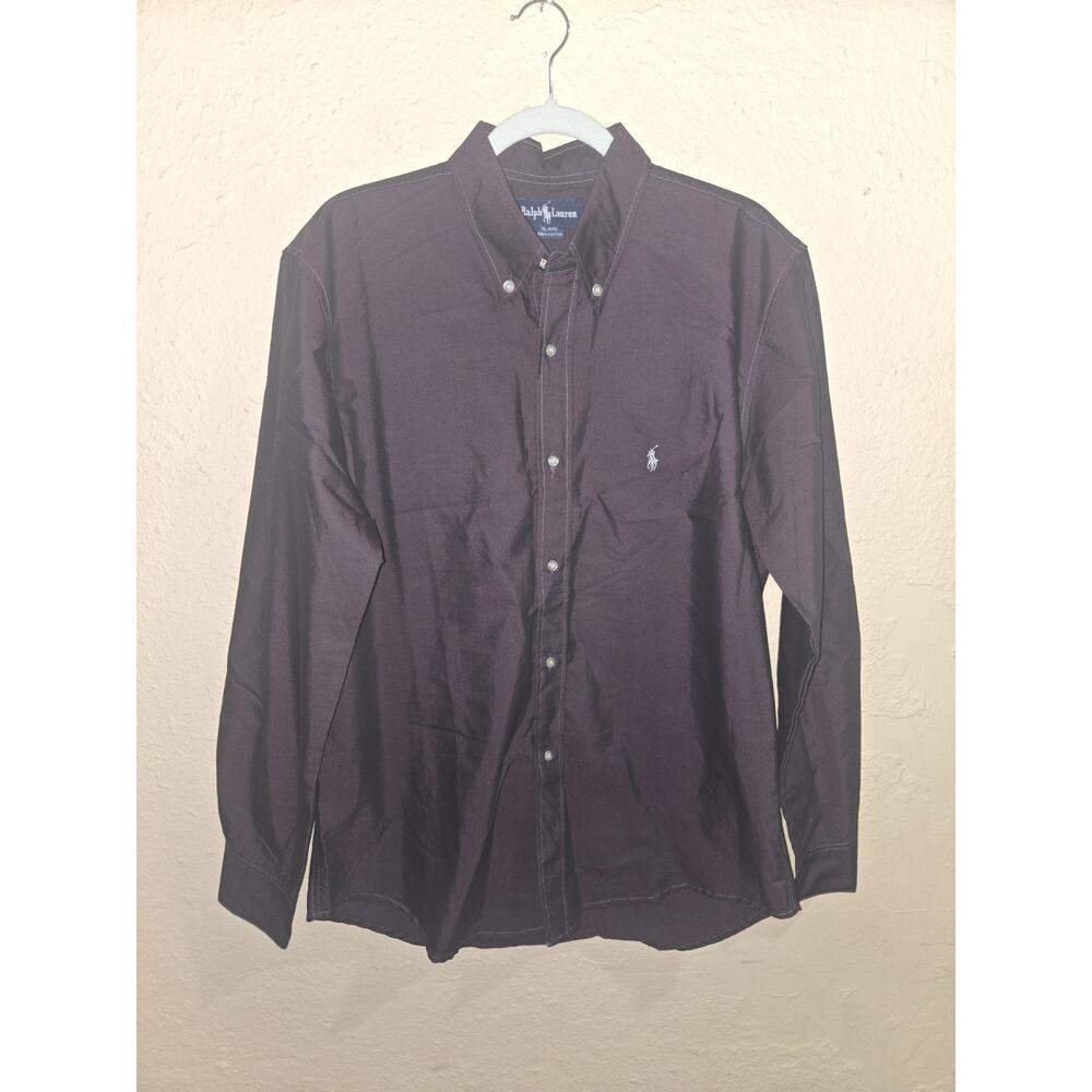 Polo Ralph Lauren Men's Cotton Blaire Long Sleeve Button Down Top, Purple, Large